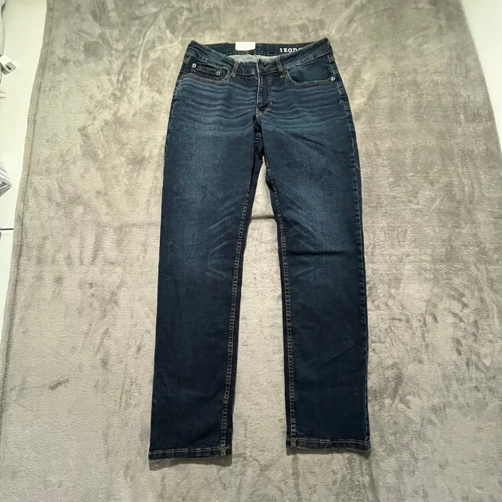 IZOD Jeans Straight Fit Mens 32x32 Blue Canyon Comfort Stretch Denim 1566219